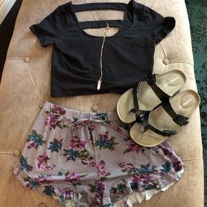 Black crop top & shorts